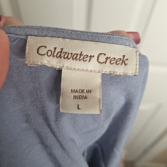 Coldwater Creek Blue Blouse with Embroidery Size Large - Picture 6 of 7